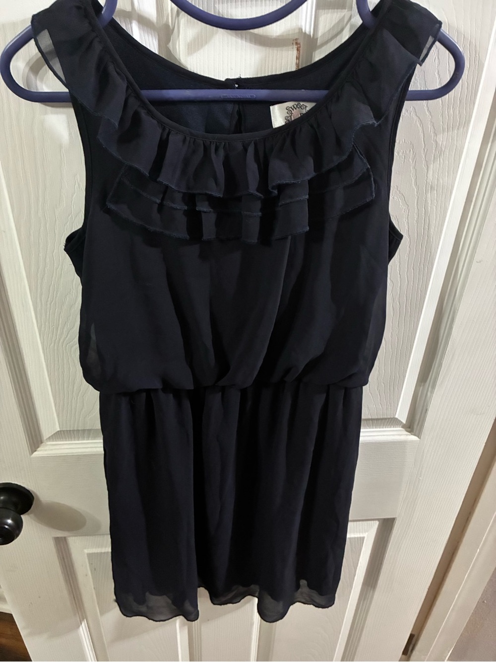 Sweet Storm Women’s Medium Navy Ruffle Dress - Picture 2 of 6